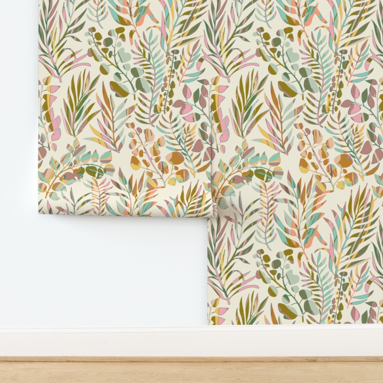 Tropical Multicolored Botanical Custom Removable Wallpaper by Spoonflower Peel & Stick Wallpaper 2FT Wide